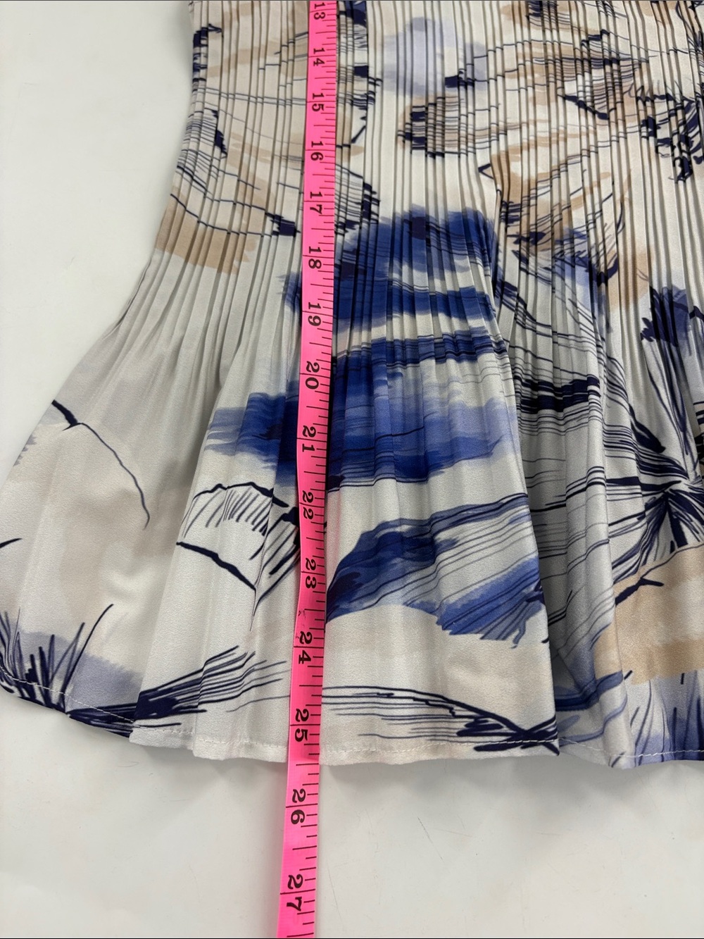Malou Large Pleated Floral Tunic Top Blue Beige White Abstract Blouse - Picture 6 of 6